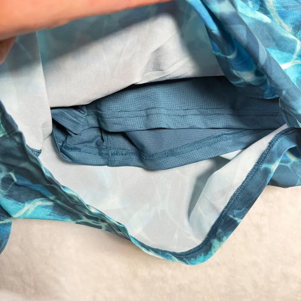 Under Armour Shorebreak 2N1 Board Shorts XL Blue Water Print Swim Trunks NWT